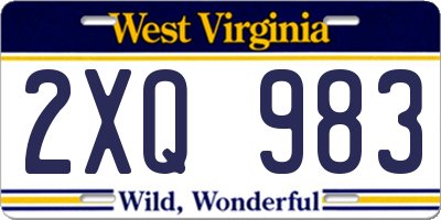 WV license plate 2XQ983