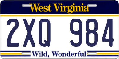 WV license plate 2XQ984