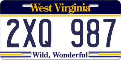WV license plate 2XQ987