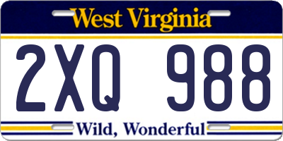 WV license plate 2XQ988