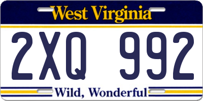 WV license plate 2XQ992