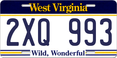WV license plate 2XQ993