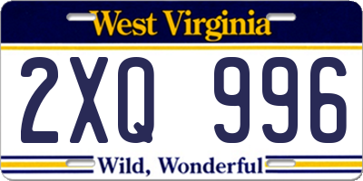 WV license plate 2XQ996