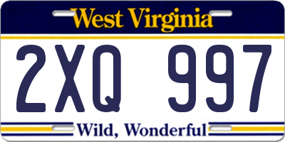 WV license plate 2XQ997