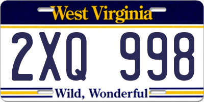 WV license plate 2XQ998
