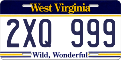 WV license plate 2XQ999