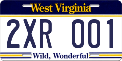 WV license plate 2XR001