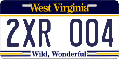 WV license plate 2XR004