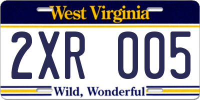 WV license plate 2XR005