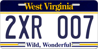 WV license plate 2XR007