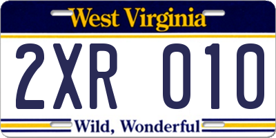WV license plate 2XR010