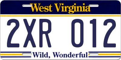 WV license plate 2XR012