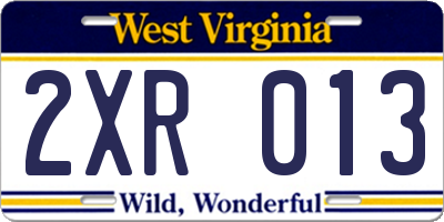 WV license plate 2XR013