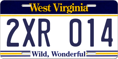 WV license plate 2XR014