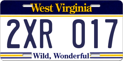 WV license plate 2XR017