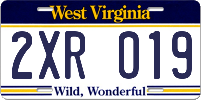 WV license plate 2XR019