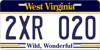 WV license plate 2XR020