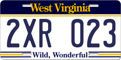 WV license plate 2XR023