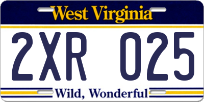 WV license plate 2XR025