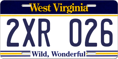 WV license plate 2XR026