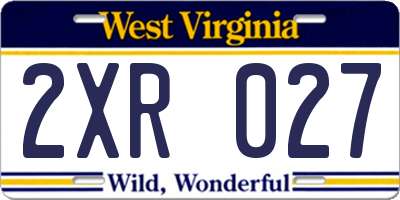 WV license plate 2XR027
