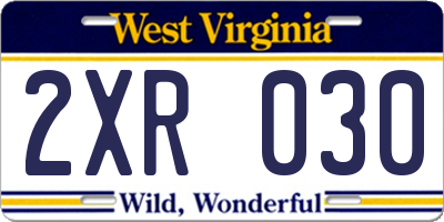 WV license plate 2XR030