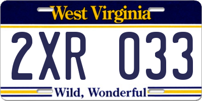 WV license plate 2XR033