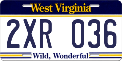 WV license plate 2XR036