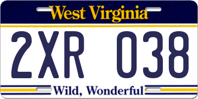 WV license plate 2XR038