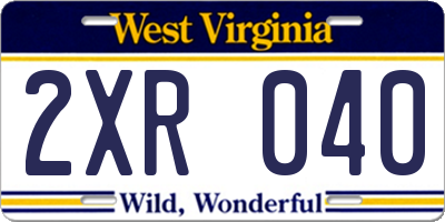 WV license plate 2XR040
