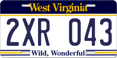 WV license plate 2XR043