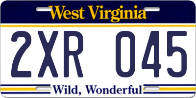 WV license plate 2XR045