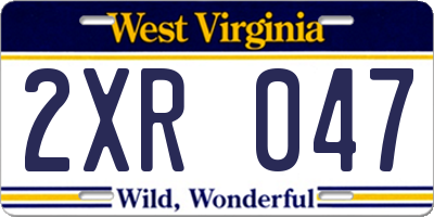 WV license plate 2XR047