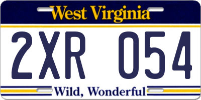 WV license plate 2XR054