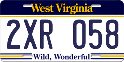 WV license plate 2XR058
