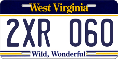 WV license plate 2XR060