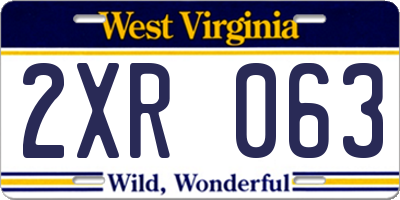 WV license plate 2XR063
