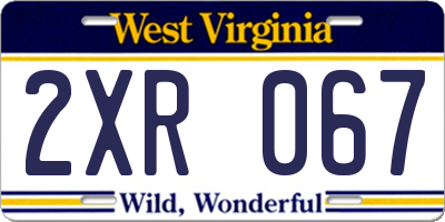 WV license plate 2XR067