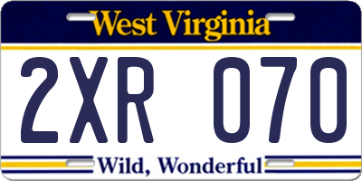 WV license plate 2XR070