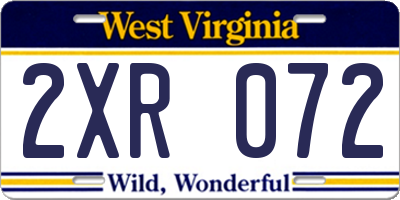 WV license plate 2XR072