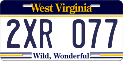WV license plate 2XR077