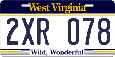 WV license plate 2XR078