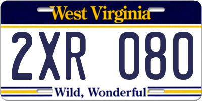 WV license plate 2XR080