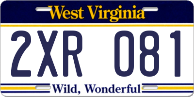 WV license plate 2XR081