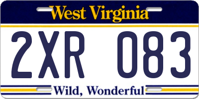 WV license plate 2XR083