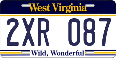 WV license plate 2XR087