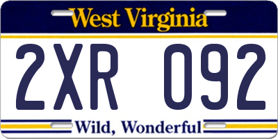 WV license plate 2XR092