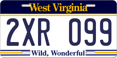 WV license plate 2XR099