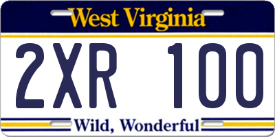 WV license plate 2XR100