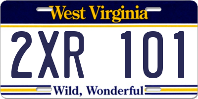 WV license plate 2XR101